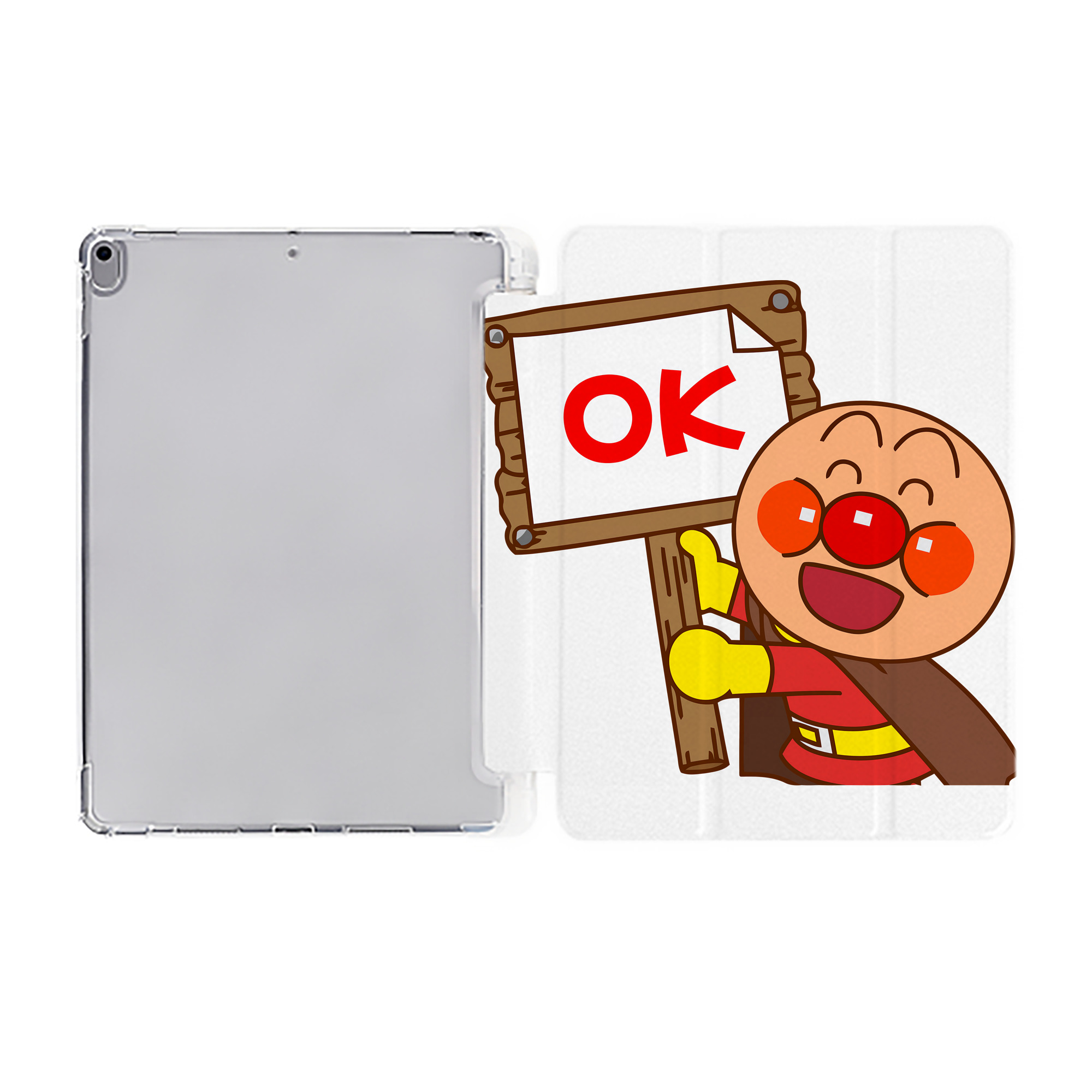 （画像用） アンパンマン Anpanman IPad ケース ペン収納付き 三つ折りスタンド PUレザー×シリコン 対応機種9.5/10.5/10.9インチ